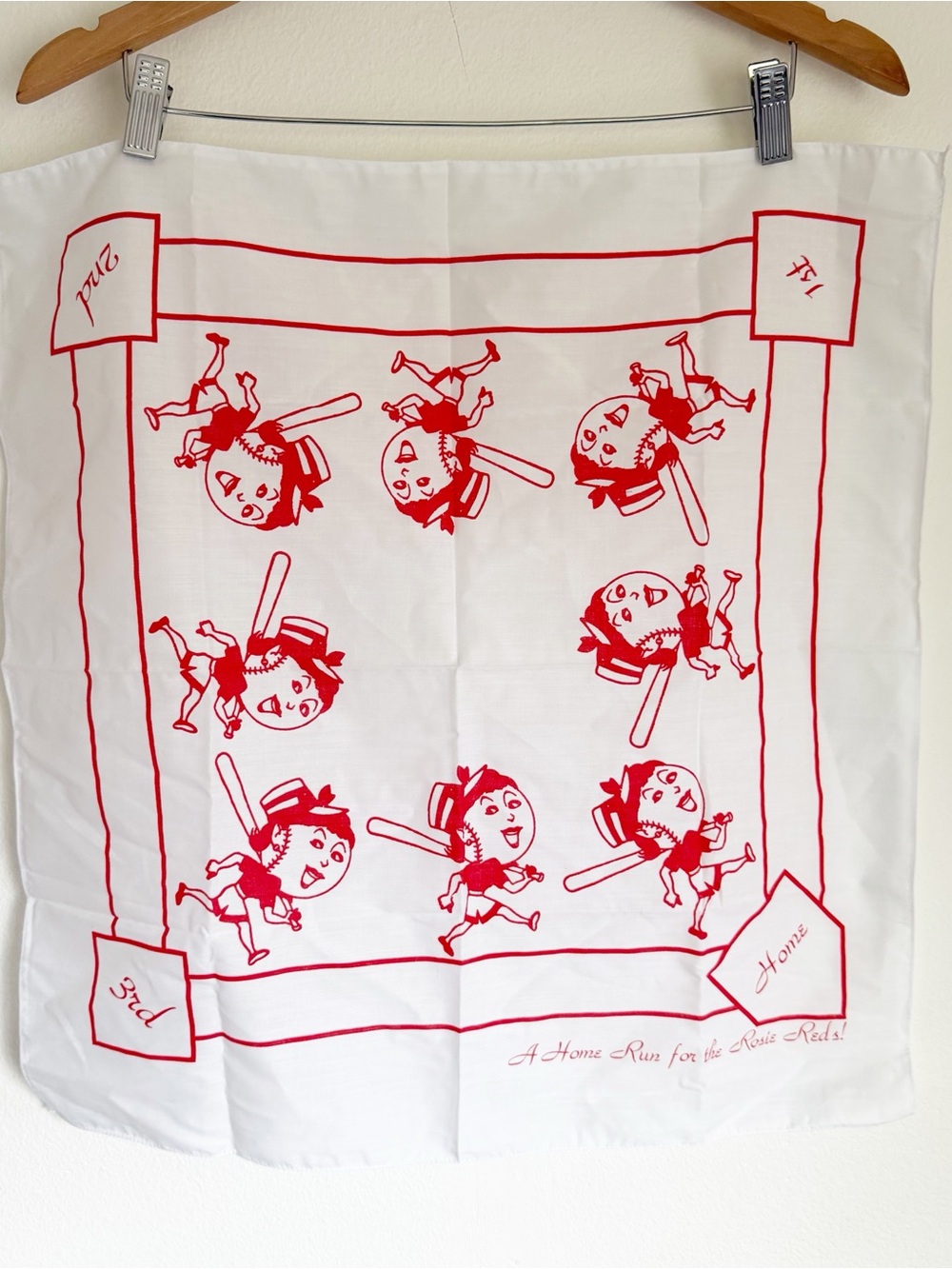 Vintage Cincinnati Reds Rosie Reds Scarf Bandana Hanky MLB Baseball Rare 21”